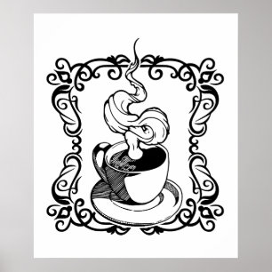 Poster Relaxando com uma taça quente de café