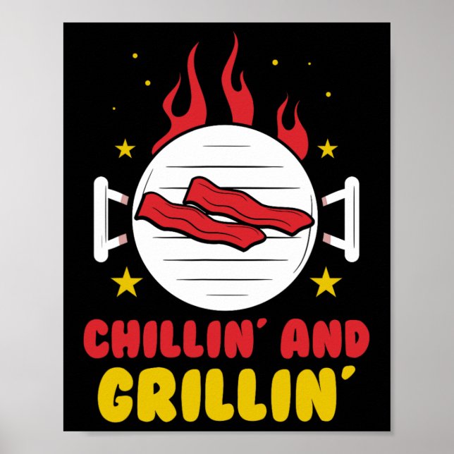 Poster Relaxando E Grelhando Grelhar Churrasco Churrasque (Frente)