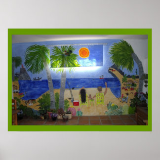 Poster Relaxando na praia (o quadro inteiro)