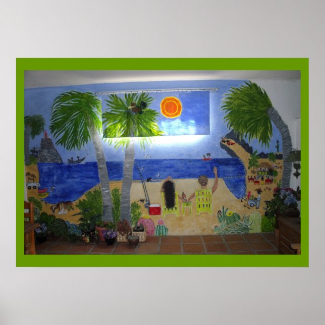 Poster Relaxando na praia (o quadro inteiro) (Frente)