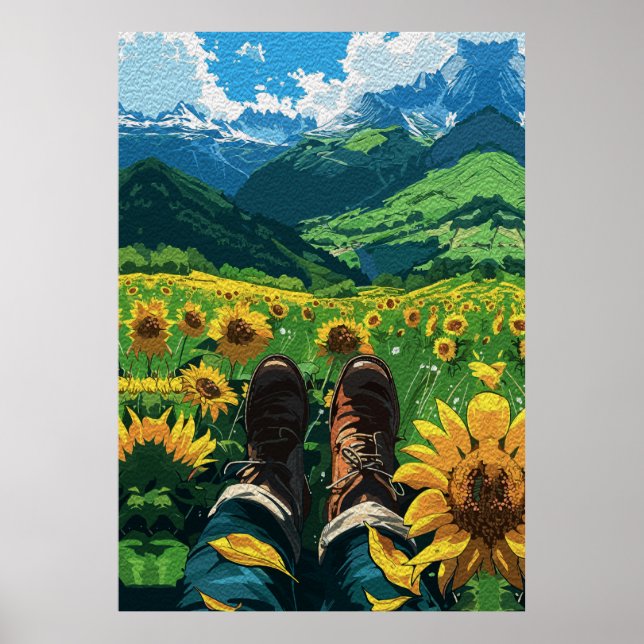 Poster Relaxando no Paraíso dos Girassóis (Frente)