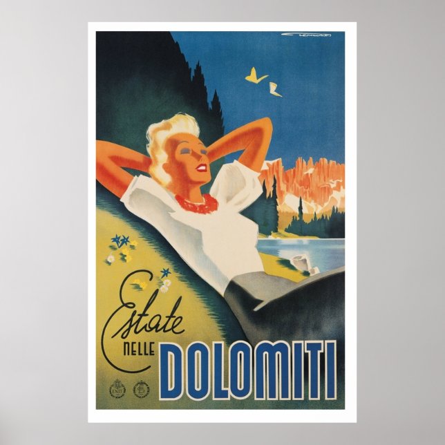 Poster Relaxando nos Alpes Dolomitas (Frente)