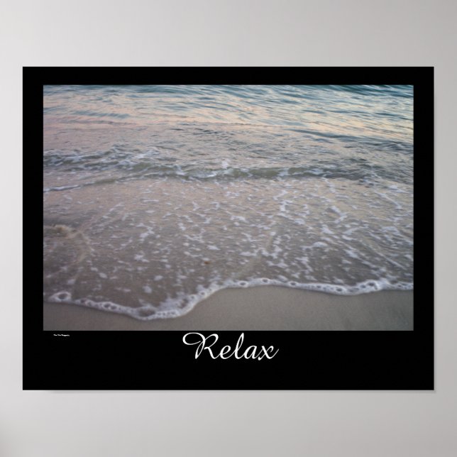 Pôster Relaxe com as ondas do oceano (Frente)