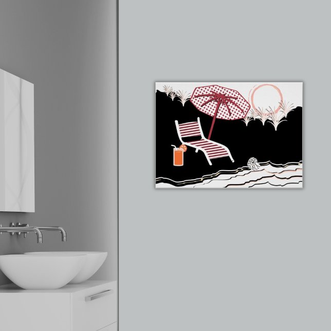 Poster Relaxe Em Uma Cadeira De Praia E Coquetel Em Poste (Relax In A Beach Chair & Cocktail At Sunset Poster, Bathroom)