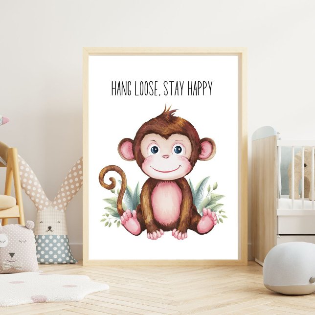 Poster Relaxe, Fique Feliz - Berçário de Macaco Bebê Pare (Criador carregado)