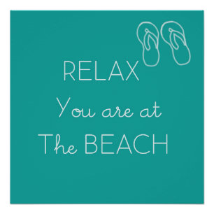 Pôster Relaxe na praia Poster Aqua e White
