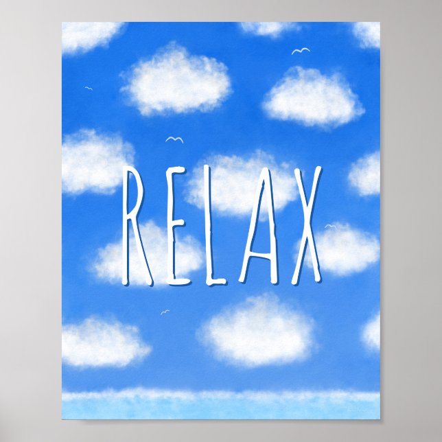 Poster Relaxe - Nuvens do Céu Azul Capturas Inspiracionai (Frente)
