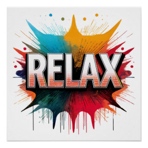 Pôster Relaxe o efeito de som cômico - Pop de preto e div
