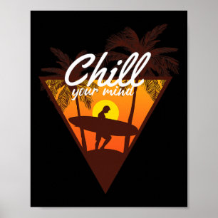 Poster Relaxe Sua Mente Praia do Oceano Vibrações Tropica