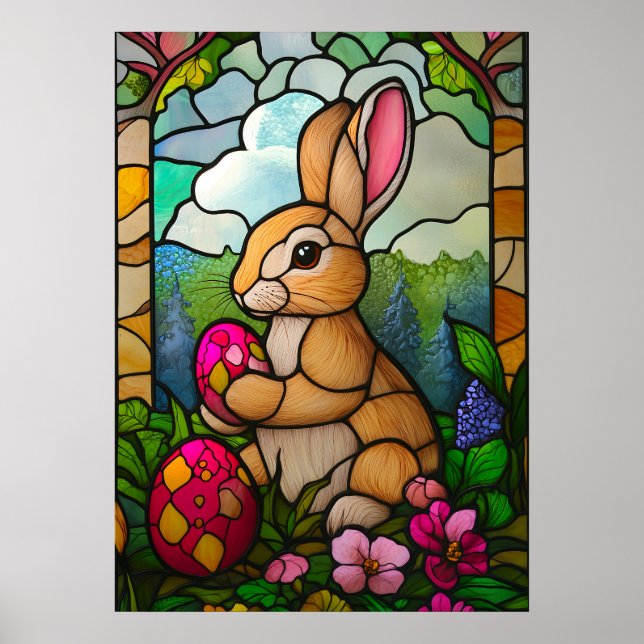 Poster Religião de Vidro felz pascoa Bunny Stainha (Frente)