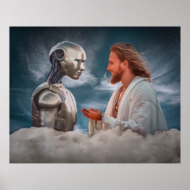 Poster Religião e IA - trabalho de arte conceitual (AI) (Frente)