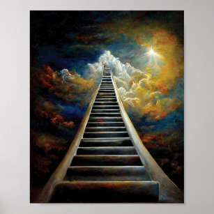 Poster Religião e Pintar Escadas ao Céu após a Vida