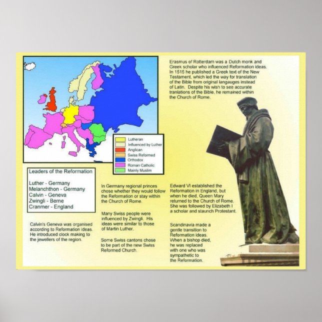 Poster Religião, História, Visão Geral da Reforma (Frente)