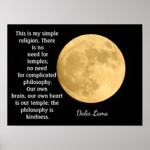 Poster Religião Simples - citação do Dalai Lama - impress