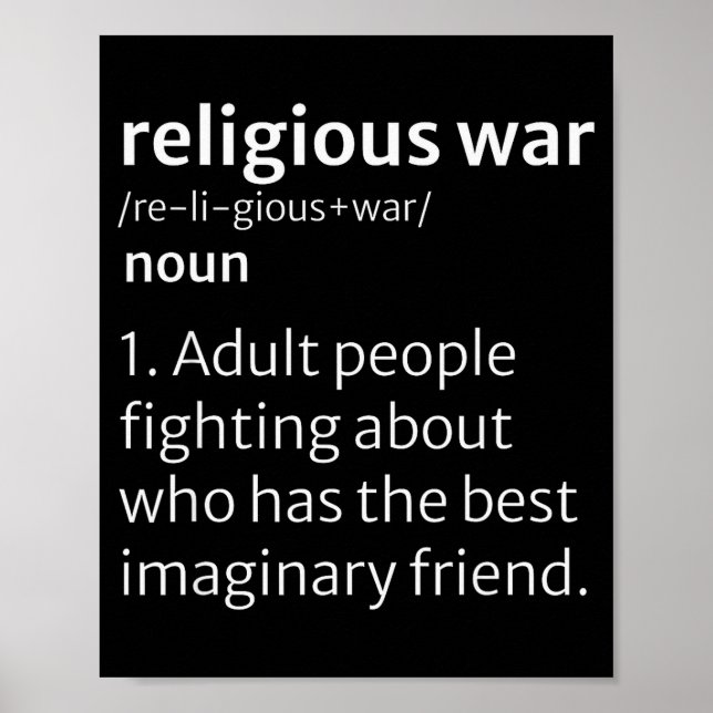 Poster Religious War Dictionary Sarcastic Definition Funn (Frente)