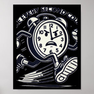 Poster Relógio Correndo Faça Cada Segundo Contar Adesivo