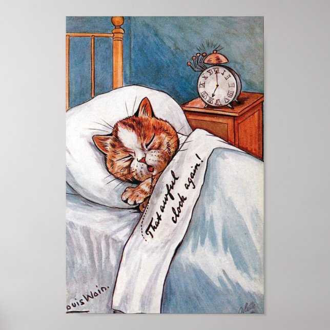 Poster Relógio de alarme ruidoso, Louis Wain (Frente)