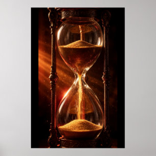 Poster Relógio de Areia Dourado — Esfera nas Dunas do Des