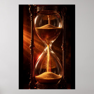 Poster Relógio de Areia Dourado — Esfera nas Dunas do Des