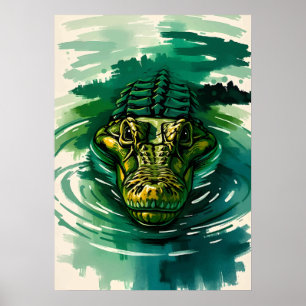 Poster Relógio de Crocodilo – Predador no Pântano