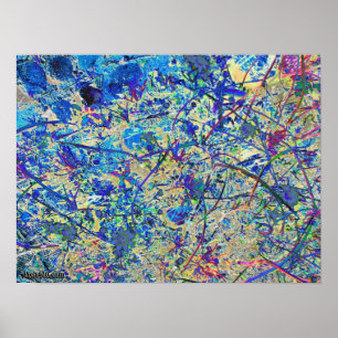 Pôster relva azul e flores