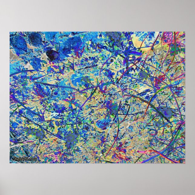 Pôster relva azul e flores (Frente)