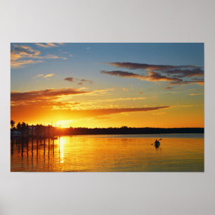 Poster Remador de Caiaque na Flórida ao Pôr do Sol