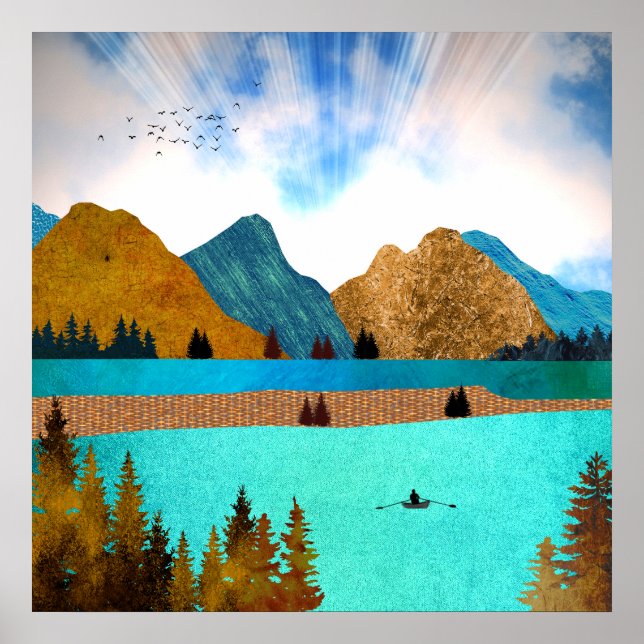 Poster Remador do Lago Matinal (Frente)