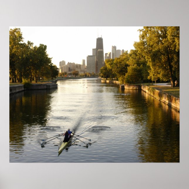 Pôster Remadores no lago do Lincoln Park, Chicago, Illino (Frente)