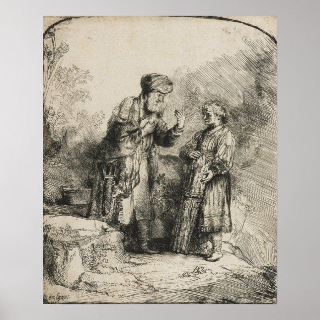 Poster Rembrandt - Abraão e Isaque 1645 (Frente)