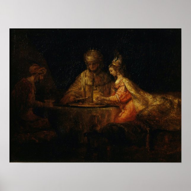 Poster Rembrandt - Ahasuerus Haman e Esther (Frente)