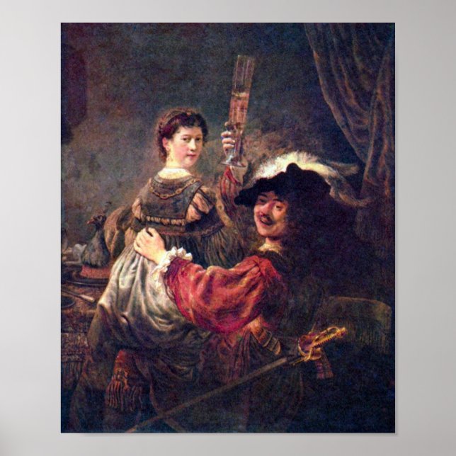 Poster Rembrandt - Autorretrato com Saskia (Frente)