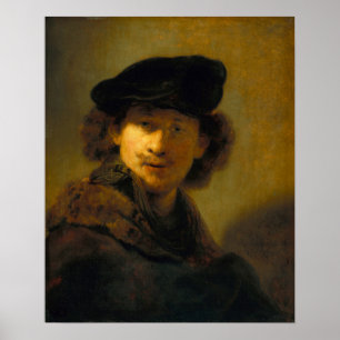Poster Rembrandt - Autorretrato com Velvet Beret