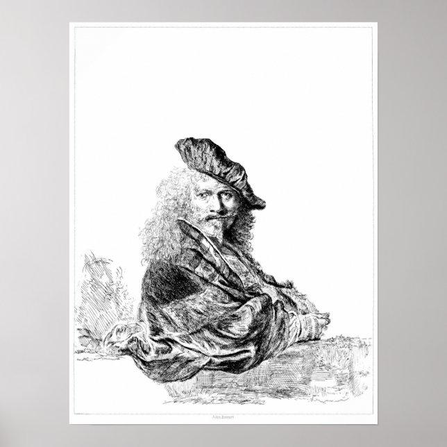 Pôster Rembrandt Autorretrato Etching (Frente)