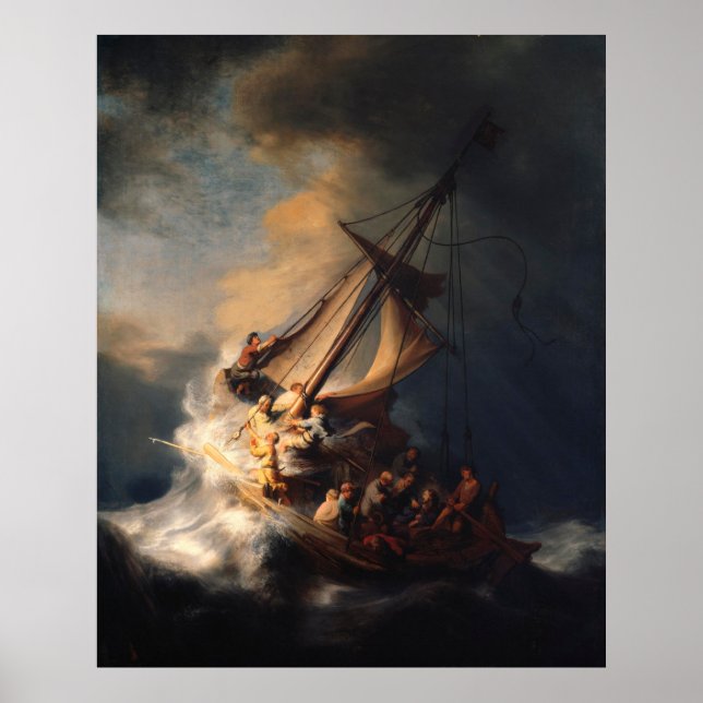 Poster Rembrandt é a tempestade no mar de Galileia (Frente)