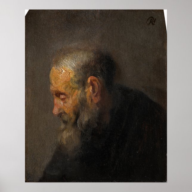 Poster Rembrandt - Estudo de Homem Velho de Perfil (Frente)