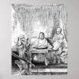 Pôster Rembrandt Etching Supper at Emmaus