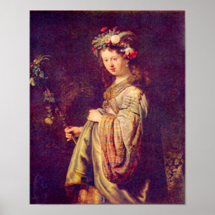 Pôster Rembrandt - flora (retrato de Saskia como a flora)