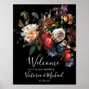 Poster Rembrandt floral, escuro e nojento Boas-vindas