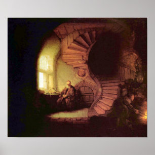 Poster Rembrandt Harmenszoon camionete Rijn - filósofo