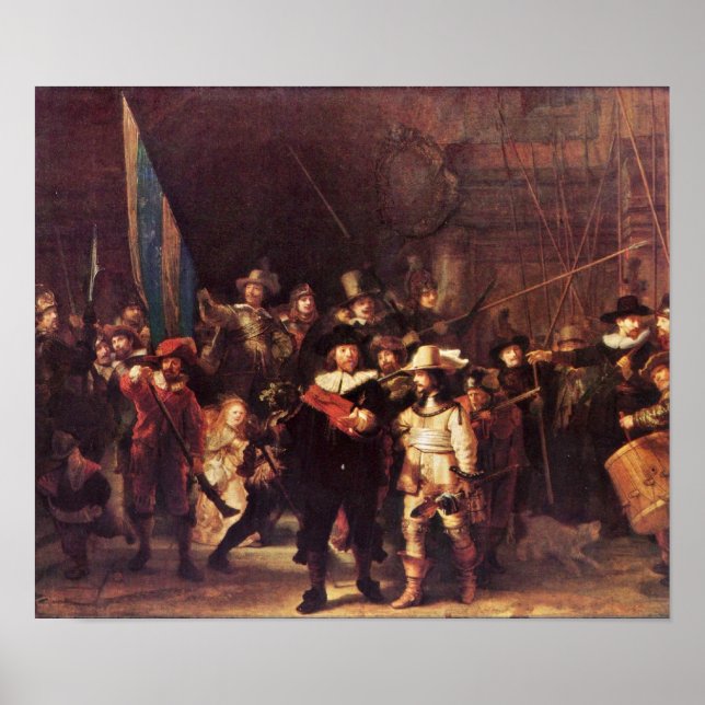 Poster Rembrandt Harmenszoon van Rijn - The Night Watch (Frente)