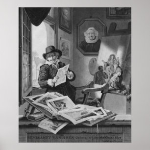 Pôster Rembrandt in his studio