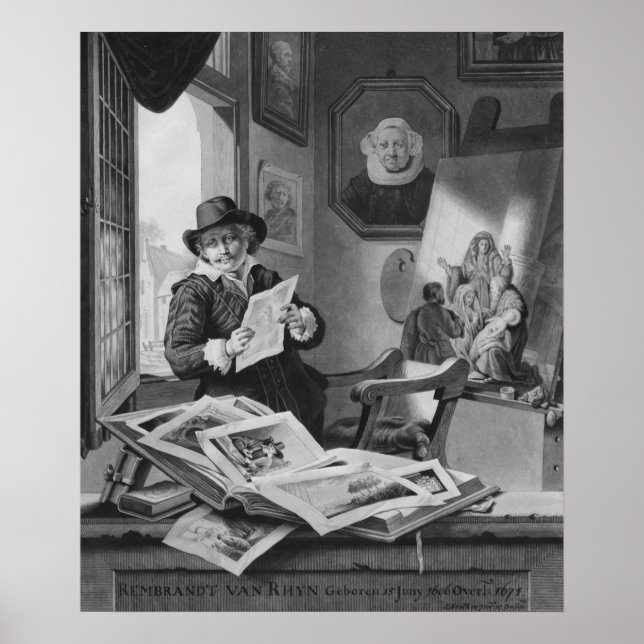 Pôster Rembrandt in his studio (Frente)