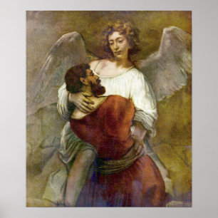 Poster Rembrandt - Jacobs struggle with the angel