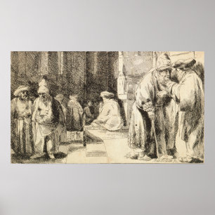 Poster Rembrandt - Judeus na Sinagoga