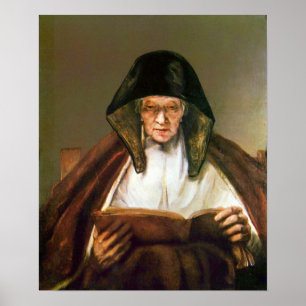 Pôster Rembrandt - leitura da mulher adulta