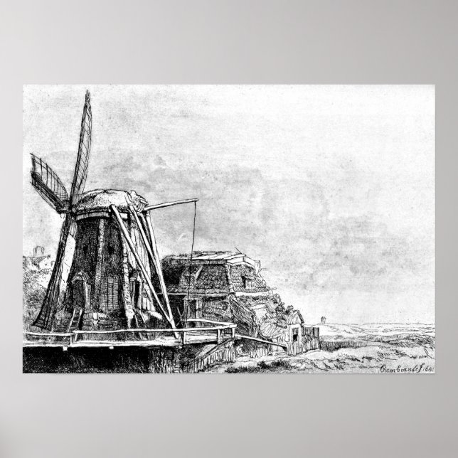 Poster Rembrandt Mill Etching (Frente)