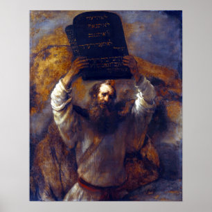 Poster Rembrandt Moses com os Dez Mandamentos