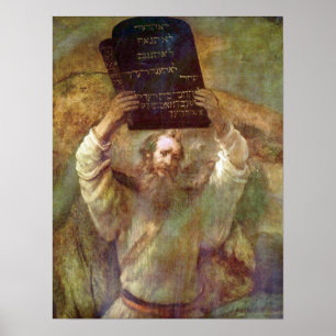 Poster Rembrandt - Moses com os mandamentos