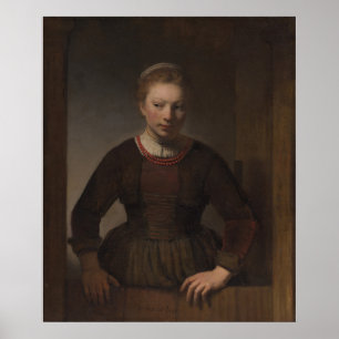 Poster Rembrandt - Mulher jovem em meia porta aberta